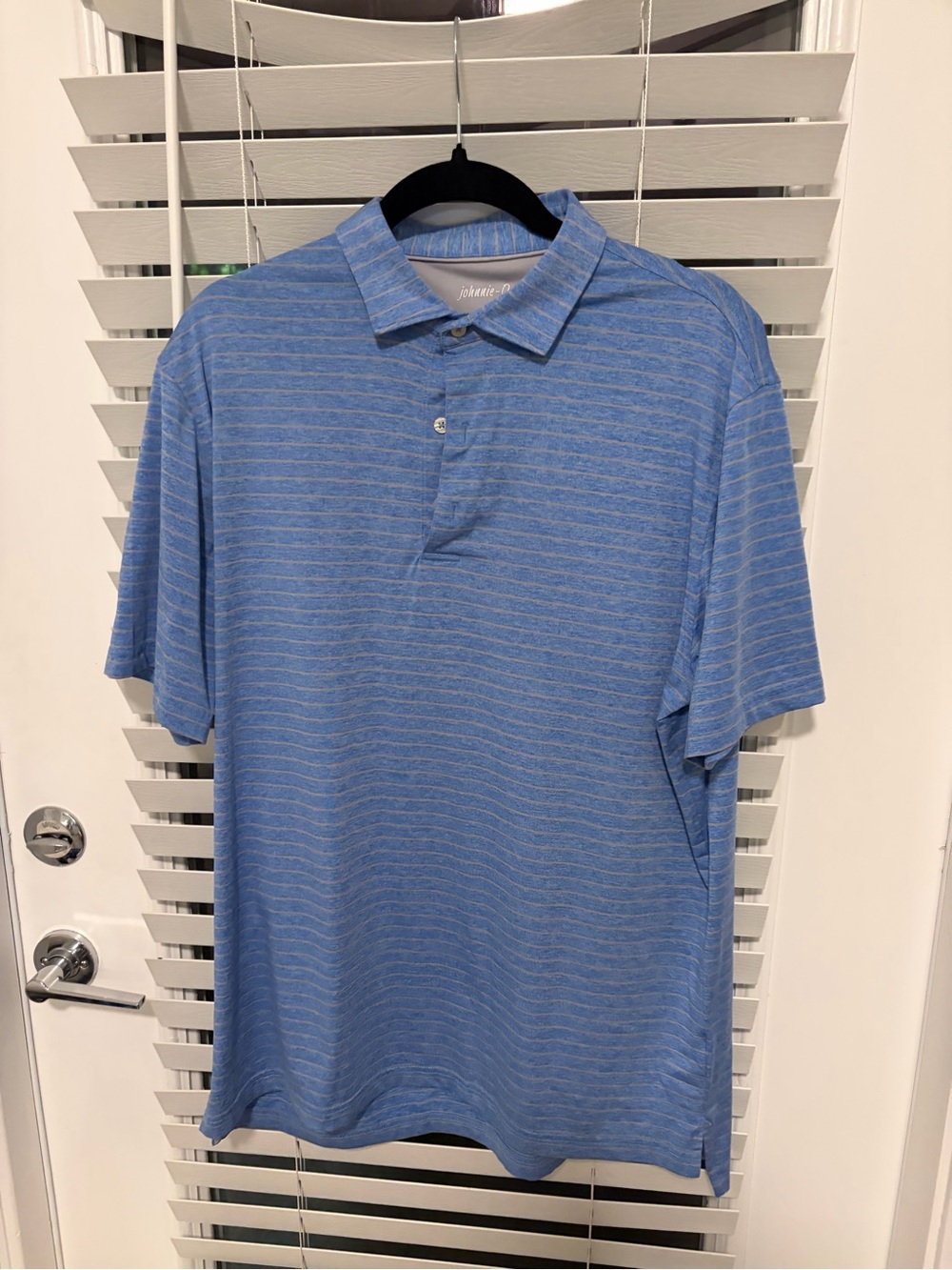 johnnie-O Heathered Blue Striped Polo